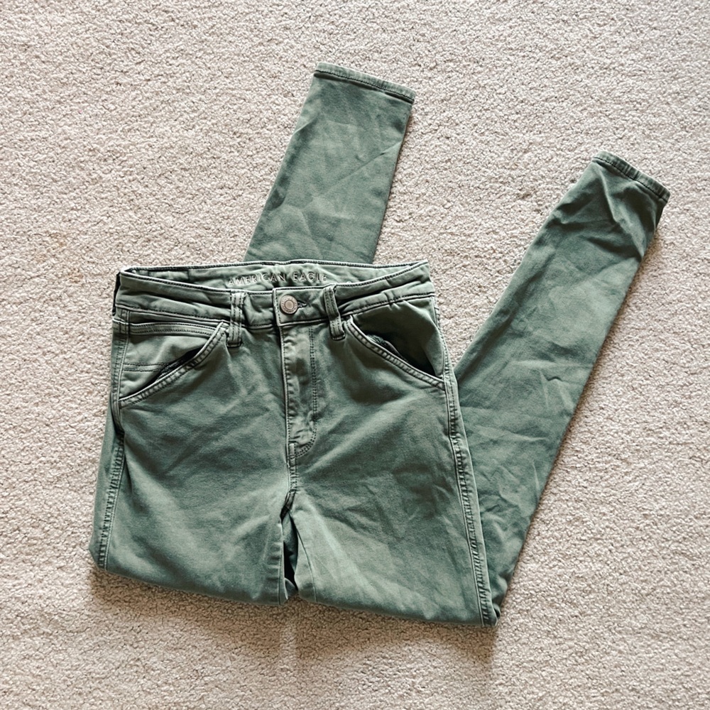 American Eagle High Rise Green Jeggings